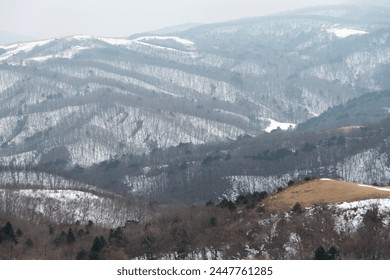 View of the wind turbines on the covered mountain in winter - Powered by Shutterstock