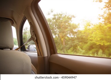 View from window car with sunlight - travel Concept