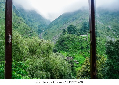The view from the window on the incredible nature of the beginning of the Himalayas. Dharamsala, India - Shutterstock ID 1311124949