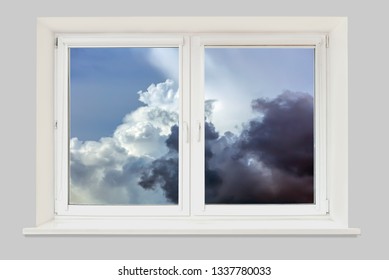 view from the window to the sky with beautiful clouds