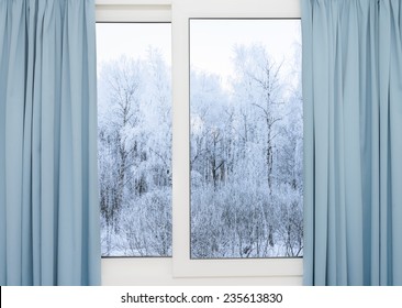 View From The Window Of A Winter Forest