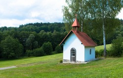View From Wine Hiking Trail To A Small Chapel, Bavarian Forest, Germany