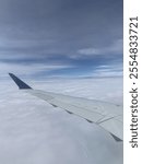 view of wing on airplane while in flight