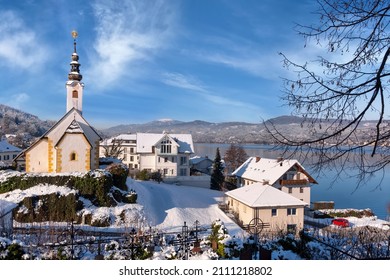 View to the Winter church (Winterkirche) near the Wörthersee in Maria Wörth, Carinthia, Austria