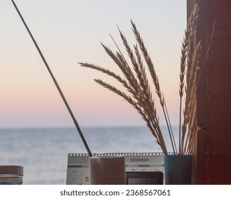 view of the winter sea in December from the window of a fishing hut. sunset over sea.close-up. - Powered by Shutterstock