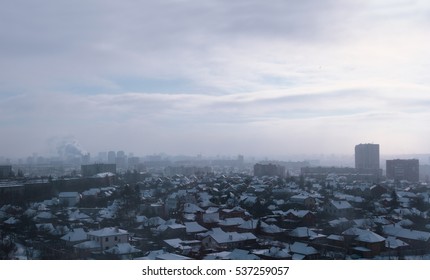 View Of The Winter In The Snow City From A Height