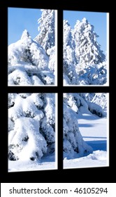 View Of Winter Storm Through Paned Window