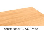 View of wood or wooden table top corner Isolated on white background.