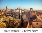 View of the World Heritage city of Córdoba, Andalusia, Spain, from one of the towers of the Alcázar de los Reyes Cristianos