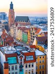 View of Wroclaw market square after sunset, Poland, EU