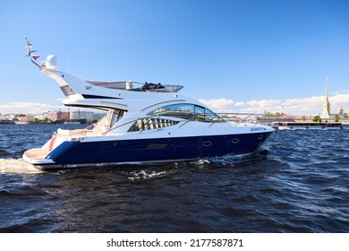 View of the yacht floating on the water