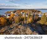View of the Yellowknife Old Town from The Rock, a six-storey hill where the Yellowknife old town