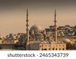 View of Yeni Cami Mosque at sunset, Istanbul, Turkey