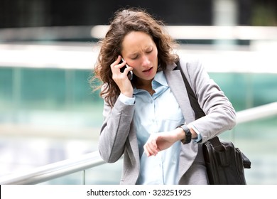 View Of A Young Attractive Woman Being Late To A Rendez-vous