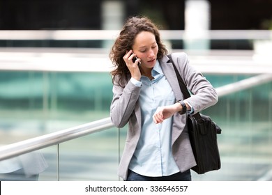 View Of A Young Attractive Woman Being Late To A Rendez-vous