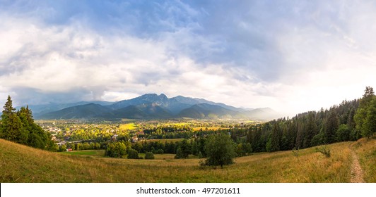 View Of Zakopane City In Early Autumn. Panorama From Gubalowka Mount. Western Tatras, Poland