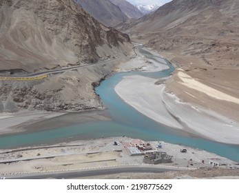 View Of Zanskar Indus River Confluence (sangam)