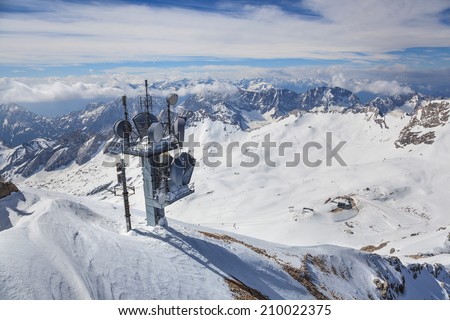 Similar – Image, Stock Photo Hikers climbing the Zugspitze