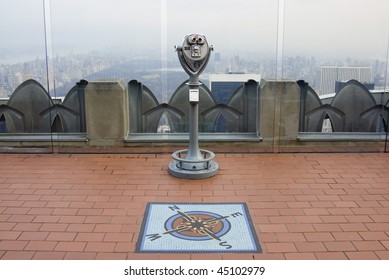 Viewer device installed at city overlook - Powered by Shutterstock