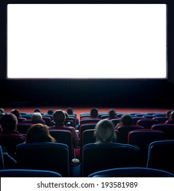 Viewers Watch Motion Picture At Movie Theatre, Long Exposure