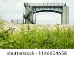 A viewing platform on the remains of Lock and Dam No. 26 near Alton, Illinois on the Upper Mississippi River -m Lincoln Shields Recreation Area