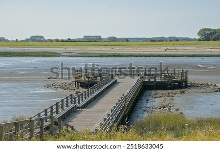 viewing platform over the saltmarsh of Het Zwin nature reserve along the northsea coast in Knokke, Flanders, Belgium
