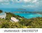 Viewpoint over St Thomas US Virgin Islands with panorama over Magens Bay Beach