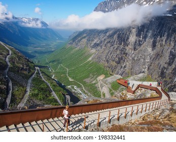 viewpoint  over Trollstigen (Trolls' Path) -  serpentine mountain road in Norway - Shutterstock ID 198332441