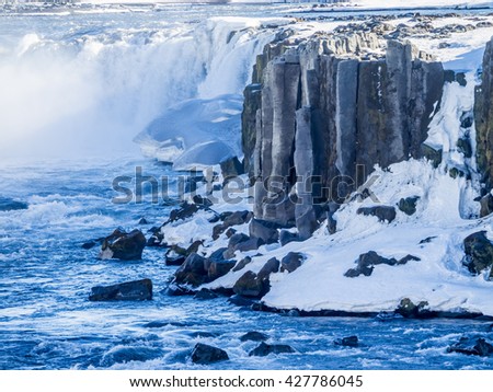 Similar – Waterfall in Iceland in cloudy weather