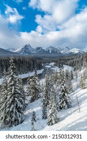 Views Of Banff Park Along The Bow Valley Parkway In Winter Time