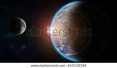 Views of Earth from the moon surface. Elements of this image furnished by NASA