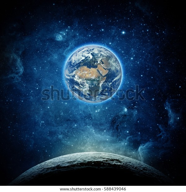 Views of Earth from the moon surface.  Elements\
of this image furnished by\
NASA