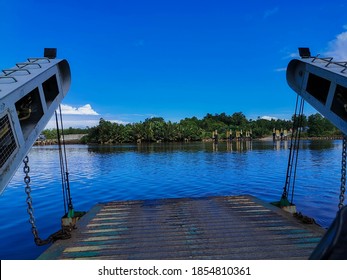 Views From The Ferry Lawas. Clam And Bright Weather Conditions Make For A Beautiful Scenery. Shorcut Journey From Lawas Town To Checkpoint Border Sabah Sarawak