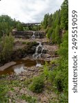 Views of Gooseberry falls on a cloudy day in Duluth, Minnesota