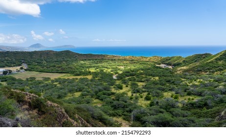 Views From The Hiking Trail Of Diamond Head In Oahu, Hawaii.