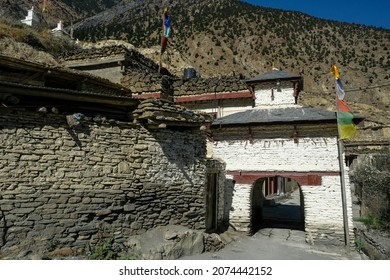 Views of Marpha village in Mustang district, Nepal.
