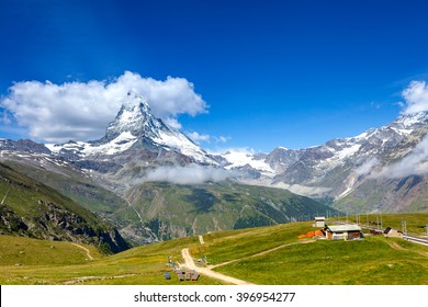 Views Of The Mountain Matterhorn In Summer , Pennine Alps, Switzerland