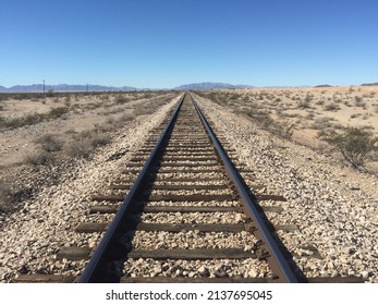 Views Of The North American Desert. Desert Railway, State Highway 62 , Southeast California Desert, USA