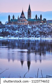 Views Of Ottawa, Canada During Snow Storm In Winter During Daytime