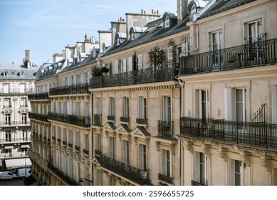 Views of Paris capturing its timeless elegance and romantic atmosphere. Iconic landmarks, charming streets, and classic architecture bathed in soft natural light. Perfect for travel art.