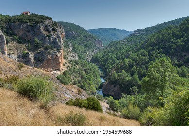 Views of the River Jucar from the viewpoint of Ventano del Diablo, in Serrania of Cuenca Natural Park, province of Cuenca, Spain