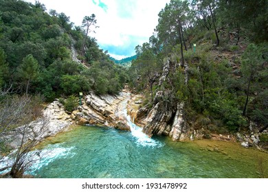 Views Of The Source Of The River Borosa In The Natural Park Of The Sierras De Cazorla, Segura Y Las Villas, Andalusia, Spain. Route On A Rainy Day