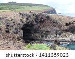 Views of statues on Easter Island, Chile