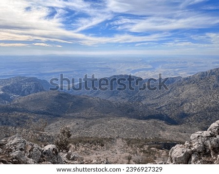 Views from the summit of Sirnak Gabar Mountain. December 2023. Cudi Gabar Mountain. Siirt and Idil view. high peak clouds. Stock photo © 