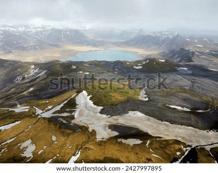 Image, Stock Photo Aerial view of Iceland’s majestic highland landscape