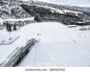 Vik Skisenter in Røysane, Norway. Wonderful view of the slopes in winter.