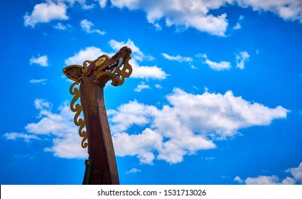 Viking Boat Figurehead Sky Clouds