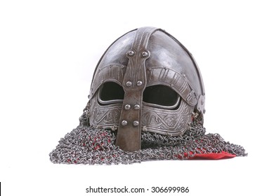 Viking Helmet Isolated On A White Background