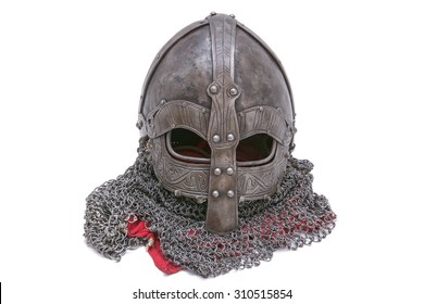 Viking Helmet Isolated On A White Background