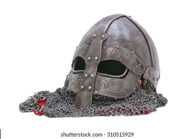 Viking Helmet Isolated On A White Background